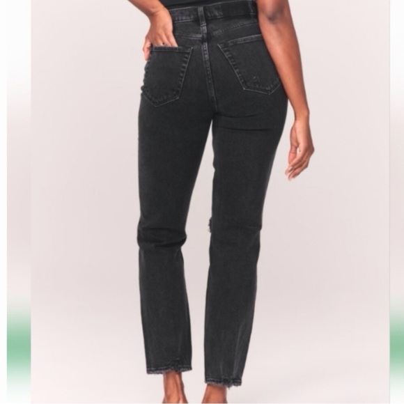 Abercrombie Fitch 4 (27) The 90s Straight High Rise Women’s Jeans Black Distress - Picture 3 of 11